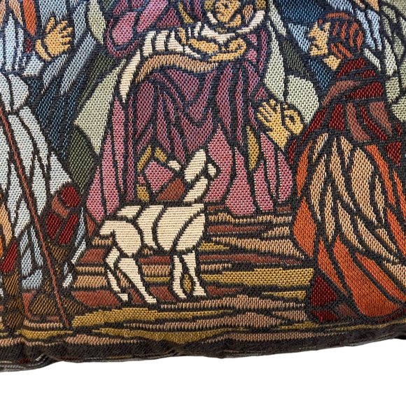 Christmas Holiday Decor Pillow Stained Glass Pattern Nativity Scene Holy Night - Picture 6 of 8